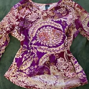 Forbidden Vibrant Purple and Pink Long Sleeve Top
